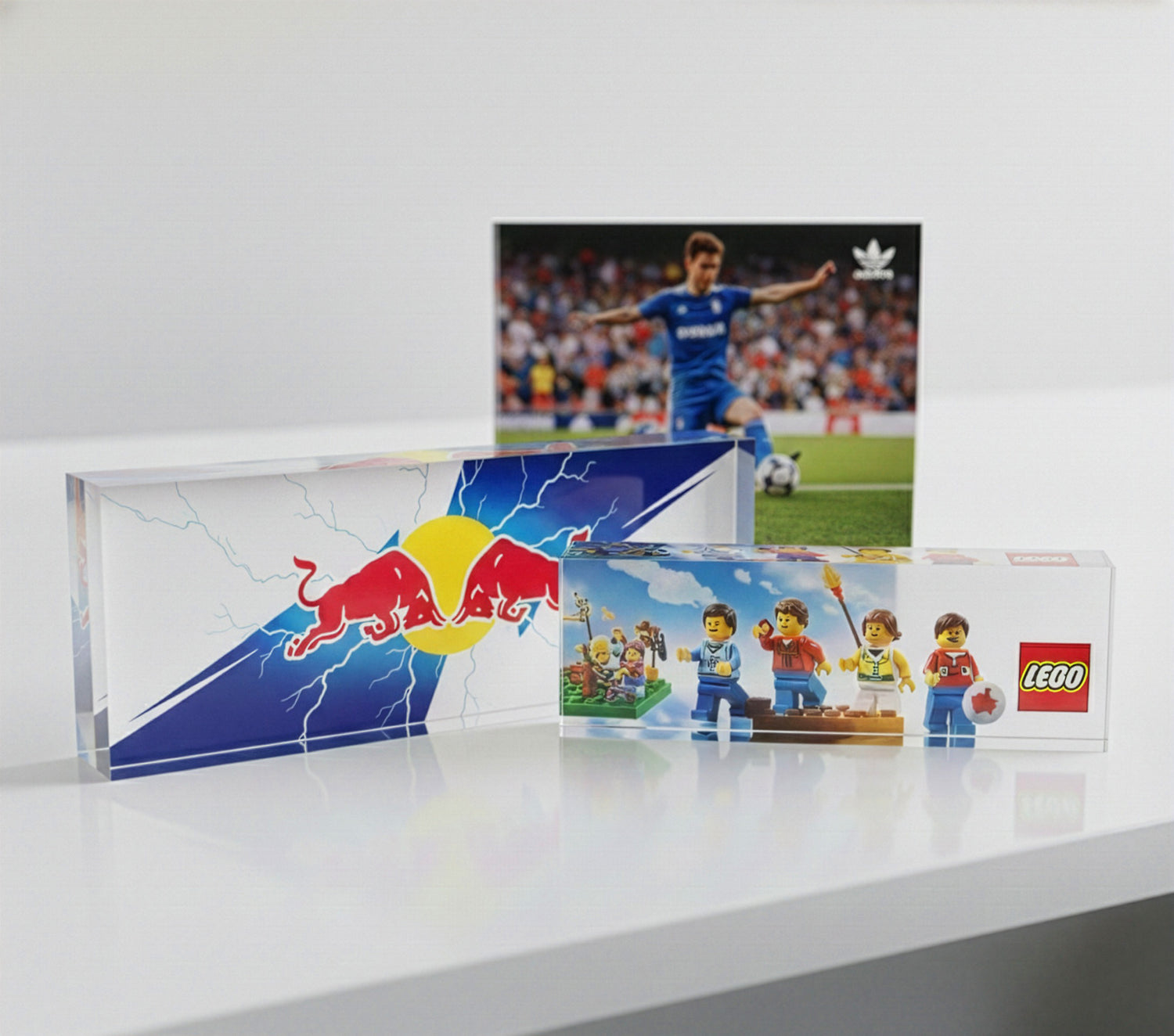 Custom printed acrylic art with business branding used for corporate gifting