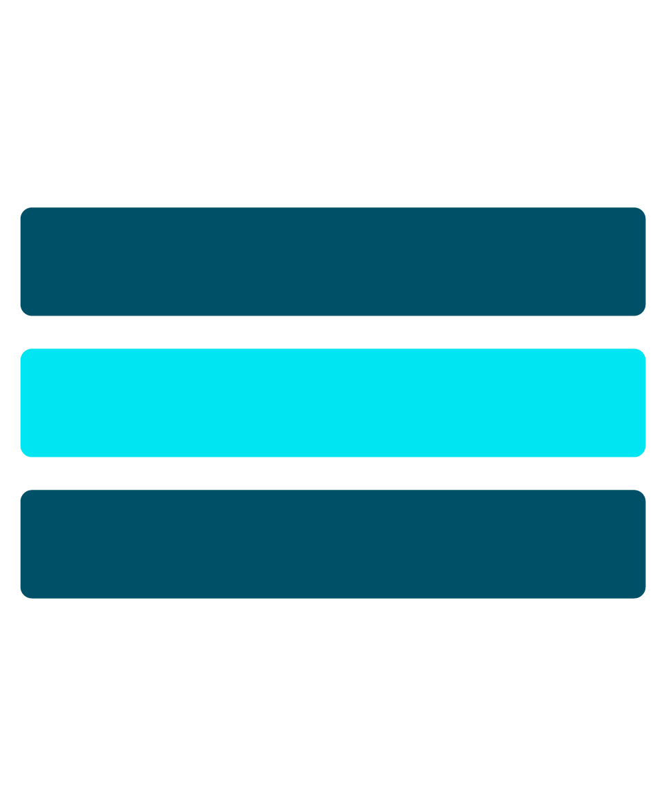 Three horizontal bars in blue and teal on a white background